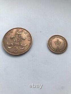 Extremely rare 1971 new pence 2p coin + 1971 1/2 pence coin