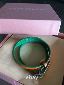Extremely rare Acne Studios Amatrix orange/green double leather bracelet