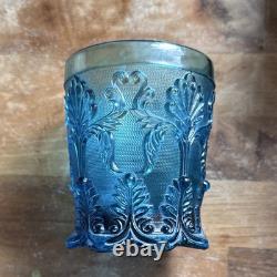 Extremely rare Old Baccarat 1840 Islamic Artrock Glass Blue Arabesque Texture