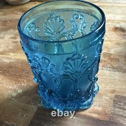 Extremely rare Old Baccarat 1840 Islamic Artrock Glass Blue Arabesque Texture