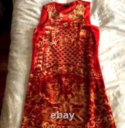 Extremely rare exquisite Vivienne Tam full length velour batik dress size 4 NEW