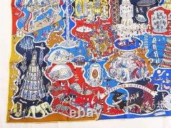 Extremely rare new old stock HERMES Carre 90 World Expo Large Scarf Stole Shawl