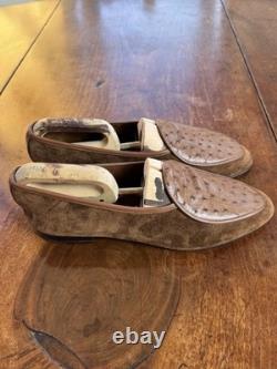 George Cleverley Bespoke Shoes Brown Suede Ostrich Apron Extremely Rare UK10
