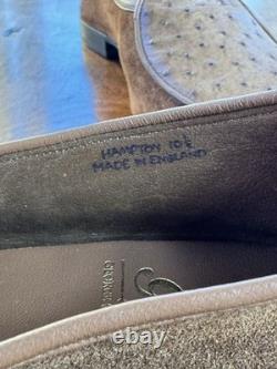 George Cleverley Bespoke Shoes Brown Suede Ostrich Apron Extremely Rare UK10 George Cleverley Bespoke Shoes Brown Suede Ostrich Apron Extremely Rare UK10