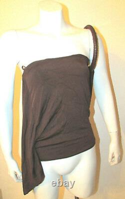 Gianfranco Ferre brown tube top blouse leather ring Extremely Rare 40 IT 4-6 US