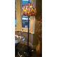 Interiors 1900 Large Stained Glass Floor Lamp Extremely Rare Purple Green & Ambe