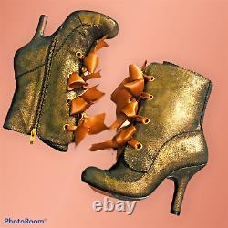 Irregular Choice Extremely Rare Bronze Gold Steampunk Bow Boots UK4 EU37