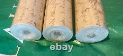 Laura Ashley Wallpaper Script Nutmeg/Sand -3 ROLLS- EXTREMELY RARE Vintage