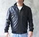 Mens Black Leather Hoodie Jacket A+ Sheep Extremely Soft Supple Rare! Large Only