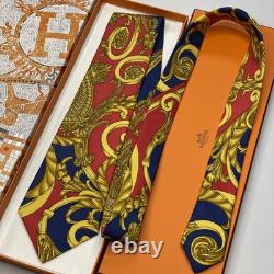 NEW Authentic Hermes Tie Scarf Print Baroque Print EXTREMELY RARE 90s