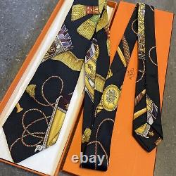 NEW Authentic Hermes Tie Scarf Print Les Tambours EXTREMELY RARE 90s