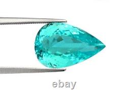 Natural Extremely Rare Flawless Mozambique Paraiba Tourmaline Pear 9.37cts GIA