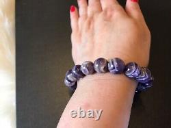 New Extremely Rare Bi Colour Amethyst Stretchable Beaded Bracelet