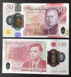 New Uncirculated £50 Pound Note King Charles III Polymer Mint Extremely Rare