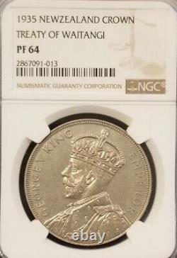 New Zealand 1935 Crown Extremely Rare Gem Proof NGC Pf 64PQ Mintage 468 coins