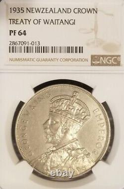 New Zealand 1935 Crown Extremely Rare Gem Proof NGC Pf 64PQ Mintage 468 coins