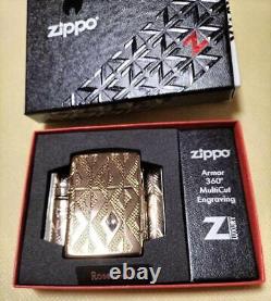 New Zippo Armor 360 Degree Multi-Cut Rose Gold Lighter extremely rare Japan