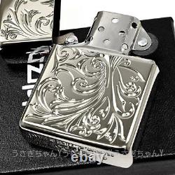 New Zippo Armor Botanical Silver Titanium Lighter extremely rare Japan