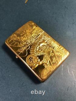 New Zippo Armor Gold Rising Dragon Sanskrit Lighter extremely rare Japan