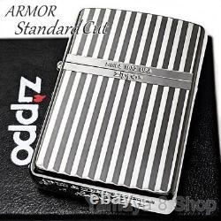 New Zippo Armor Standard Cut Double Sided Stripe Lighter extremely rare Japan