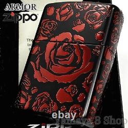 New Zippo Armor rose red five face rose RD&BK Lighter extremely rare Japan