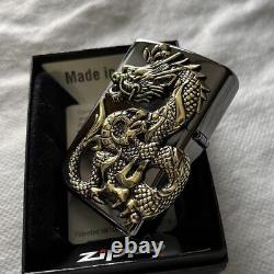 New Zippo Dragon Natural Onyx Double Sided oil lighter extremely rare Japan