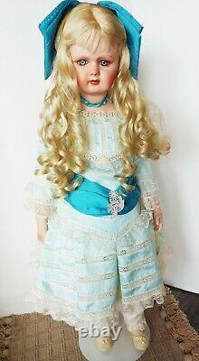 PATRICIA LOVELESS ANTIQUE REPRODUCTION 30 in TETE JUMEAU DEP PORCELAIN DOLL NEW