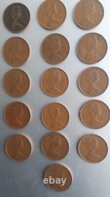 Rare collection of 2 pence 1971 New Pence coins extremely unique