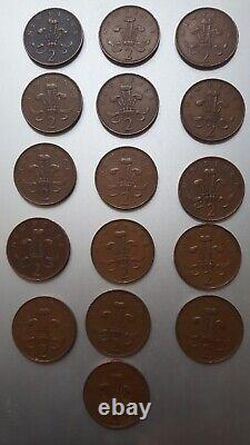 Rare collection of 2 pence 1971 New Pence coins extremely unique