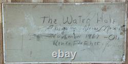 Renee Candelaria Fletcher Extremely Rare New Mexico Oil Painting 1967 15 X 30