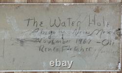 Renee Candelaria Fletcher Extremely Rare New Mexico Oil Painting 1967 15 X 30