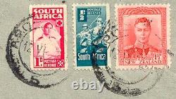 SOUTH AFRICA + NEW ZEALAND 1945 extremely rare mixed franking AIRMAIL cover