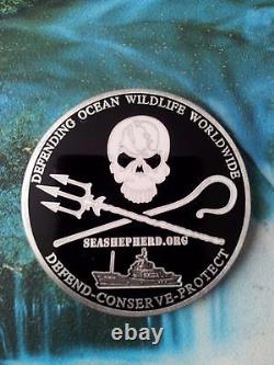Sea Shepherd Limited Edition 2009 Geocoins Gold/ Antique Silver Extremely Rare
