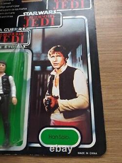 Vintage star wars EXTREMELY RARE Han Solo first 12 Tri logo 70 back sealed Moc