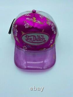 Von Dutch Original Extremely Rare Trucker Snapback Hat Logo Clear Mesh Clear Cap