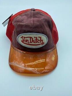 Von Dutch Original Extremely Rare Trucker Snapback Hat Logo Clear Mesh Clear Cap