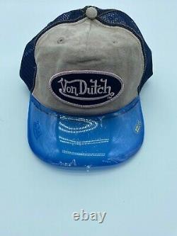 Von Dutch Original Extremely Rare Trucker Snapback Hat Logo Clear Mesh Clear Cap