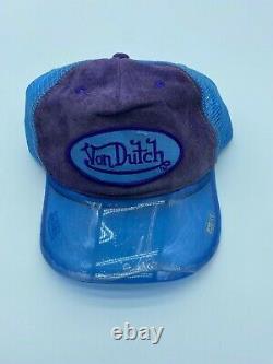 Von Dutch Original Extremely Rare Trucker Snapback Hat Logo Clear Mesh Clear Cap