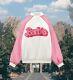 Zara Barbie Pink White Satin Bomber Jacket Extremely Rare Size S New