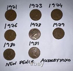 1971- 1981 Nouvelle Pence 1p Collection Extrêmement Rare Investissement pour Collectionneurs