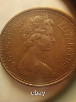 1971 NOUVEAU PENCE 2p Pièce Britannique Elizabeth II Extrêmement Rarissime (En Excellent État)