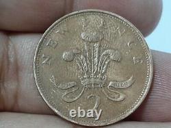 1971 New Pence Coin 2p (extrêmement Rare) Originale Britannique Queen Elizabeth II 2e