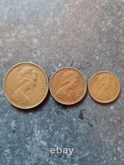 1971 Royaume-uni New Pence Et Nouveau Penny Moitié Nouveau Penny Tous Les 3 Rares Extrêmement Dur Tous Les 3