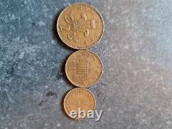 1971 Royaume-uni New Pence Et Nouveau Penny Moitié Nouveau Penny Tous Les 3 Rares Extrêmement Dur Tous Les 3
