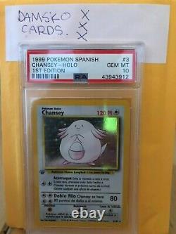 1999 Pokemon Espagnol 1ère Édition Chansey Holo Psa 10 Pop 1 Wotc Extrêmement Rare