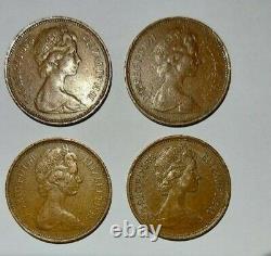 3 1971 New Pence Coins & 1 1978 New Pence Coin (extrêmement Rare) Bon État