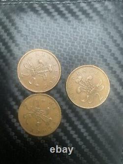 3 x 2p Nouvelle Pence (EXTRÊMEMENT RARE) Monnaie Britannique