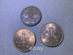 3x Très rare 1971 2p Nouvelle Pence Pièce de 2 pence précieuse pour les collectionneurs britanniques