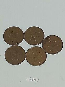 5 x Pièces de 2 pence de 1971 extrêmement rares et précieuses pour les collectionneurs de pièces de 2 pence du Royaume-Uni.