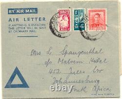 AFRIQUE DU SUD + NOUVELLE-ZÉLANDE 1945 couverture postale AIRMAIL à affranchissement mixte extrêmement rare